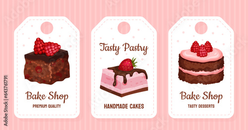Delicious Dessert Food Tag Design with Sweet Pastry Vector Template