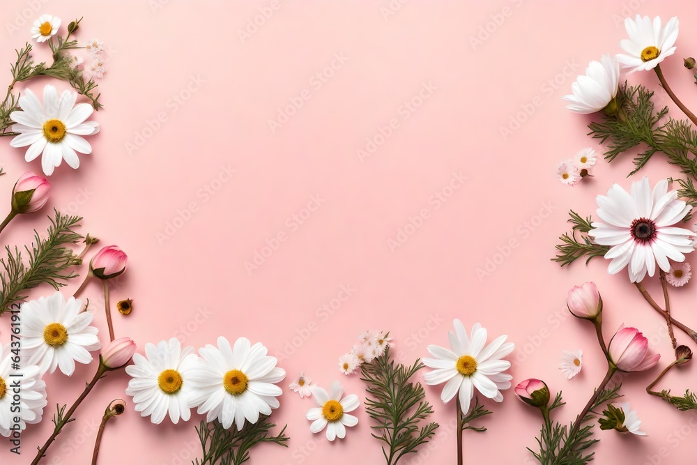 frame of daisies with copy space