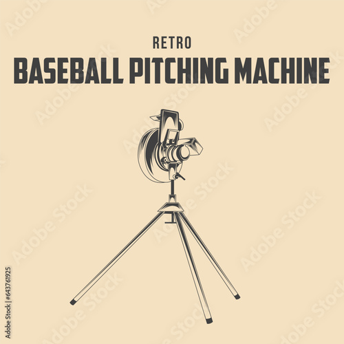 Retro Baseball pitching machine Vector Stock Illustration
