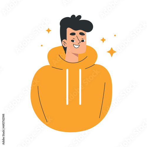 Happy Man with Emotion of Happiness Smiling Showing Facial Expression Vector Illustration