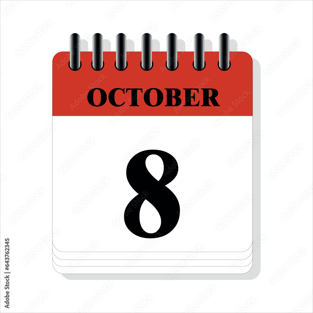 October 8 calendar date design October 8 calendar date design