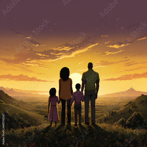 family at sunset