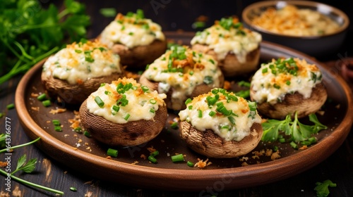 Creamy and cheesy Instant Pot stuffed mushrooms, with a savory filling and a sprinkle of parsley.