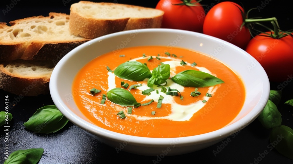Creamy and comforting Instant Pot tomato soup, with a sprinkle of fresh basil on top. 