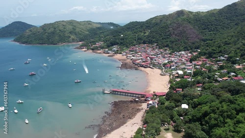 Aerial views from over Taboga Island Panama, just outside the entrance to the Panama Canal photo