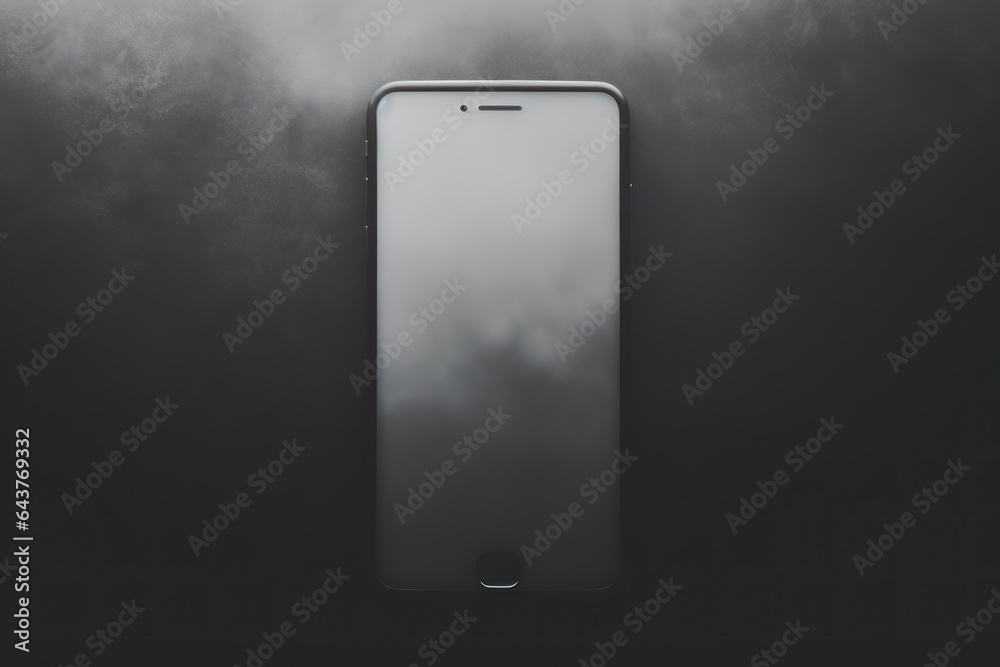 Futuristic Smart Cellphone on Black Grey Background, Generative AI