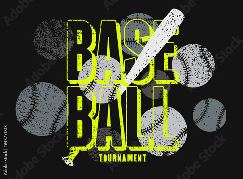 Baseball tournament typographical vintage grunge style poster design. Retro vector illustration.