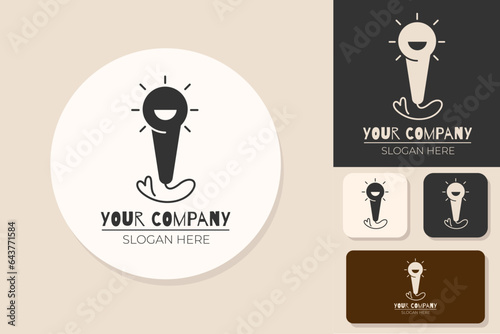 Logo microphone isolated vector set. Event host logo, radio podcast, karaoke. Vector illustration