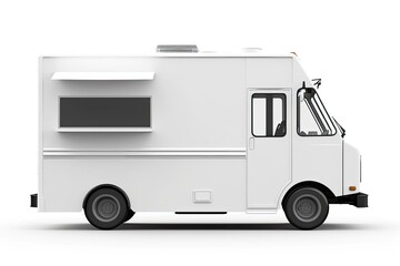white food truck, symbolizing the cheerful world of fast food and delivery services
