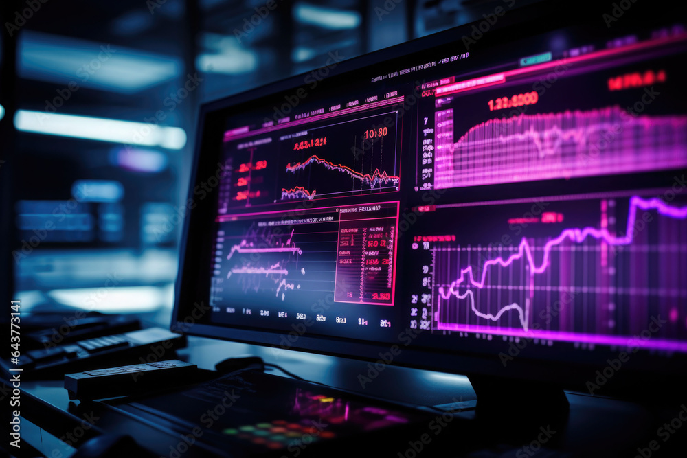 Data science. Scientist computing, analysing and visualizing complex data set on computer. AI generated