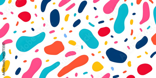 Wallpaper Mural A Fun and Colorful Line Doodle Seamless Pattern. A Creative Minimalist Style Art Background Perfect for Children's Designs or Trendy Projects Featuring Basic Shapes. It Creates a Simple Party Torontodigital.ca