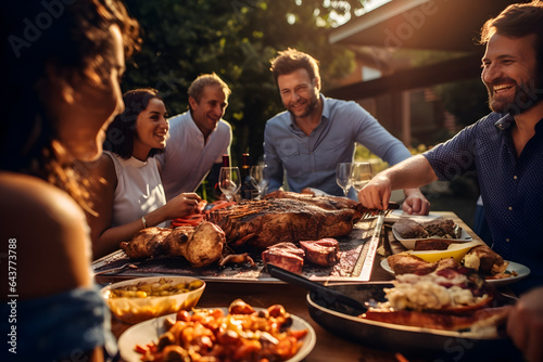 Labour Day Feast Celebrating with Friends, Barbecue Grilling, and Sumptuous Meats