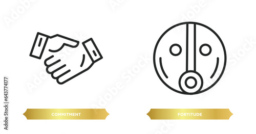 two editable outline icons from zodiac concept. thin line icons such as commitment, fortitude vector.