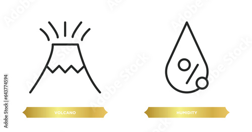 two editable outline icons from weather concept. thin line icons such as volcano, humidity vector.