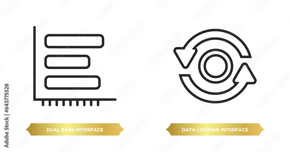 Obraz premium two editable outline icons from user interface concept. thin line icons such as dual bars interface, data looping interface vector.