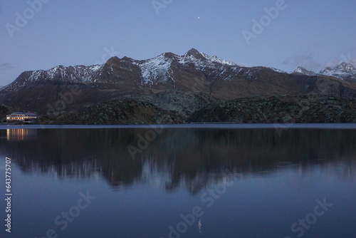 Evening Reflection ot Lake Totensee, Grimsel Pass (2164m), Obergom, Goms, Wallis, Switzerland