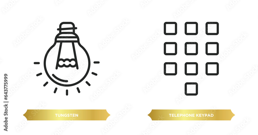 two editable outline icons from user interface concept. thin line icons such as tungsten, telephone keypad vector. two editable outline icons from user interface concept. thin line icons such as tungsten, telephone keypad vector.