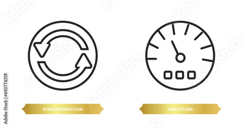 two editable outline icons from user interface concept. thin line icons such as synchronisation, indicators vector.