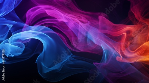 Abstract coloured smoke black background high res Ai generated art