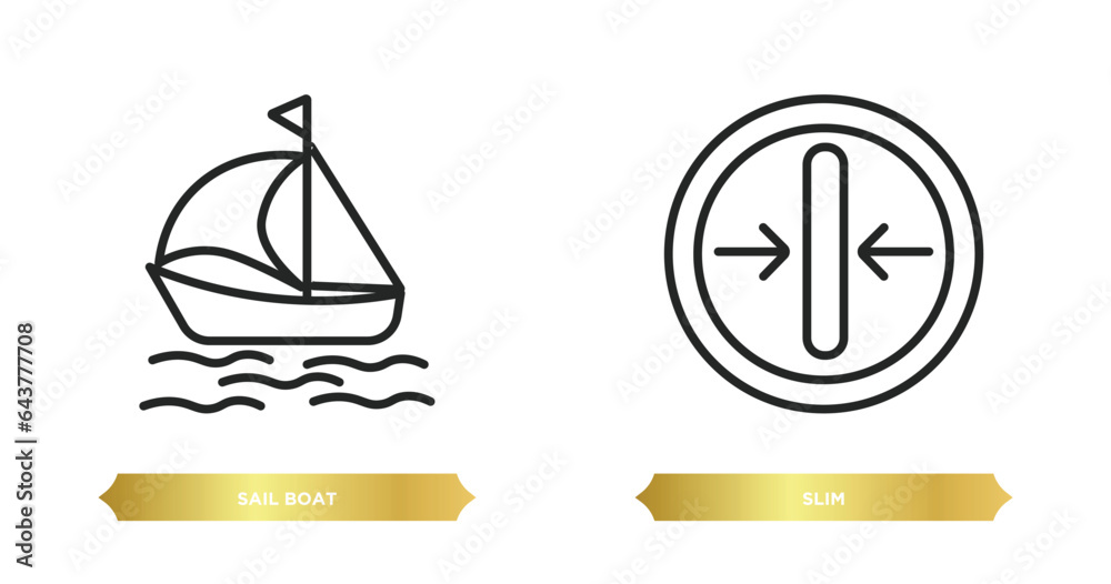 two editable outline icons from transport concept. thin line icons such as sail boat, slim vector. two editable outline icons from transport concept. thin line icons such as sail boat, slim vector.