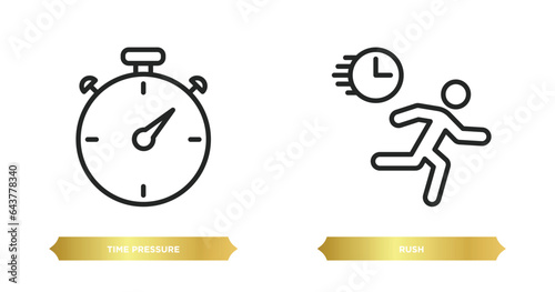 two editable outline icons from time management concept. thin line icons such as time pressure, rush vector.