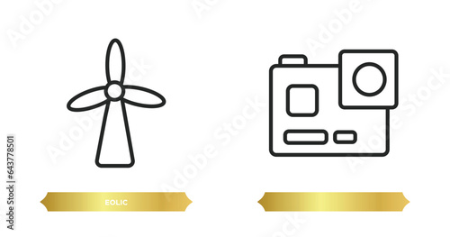 two editable outline icons from technology concept. thin line icons such as eolic, vector.