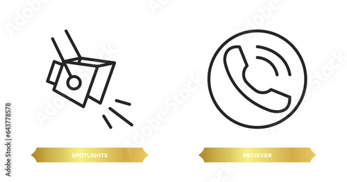 two editable outline icons from technology concept. thin line icons such as spotlights, reciever vector.