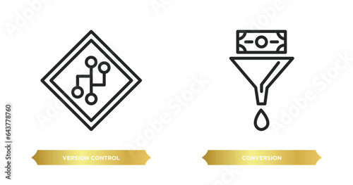 two editable outline icons from technology concept. thin line icons such as version control, conversion vector. photo