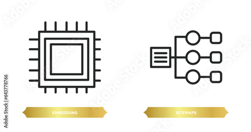 two editable outline icons from technology concept. thin line icons such as embedding, sitemaps vector.