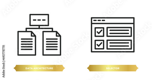 two editable outline icons from technology concept. thin line icons such as data architecture, selector vector.