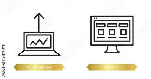 two editable outline icons from technology concept. thin line icons such as growth hacking, front end vector.