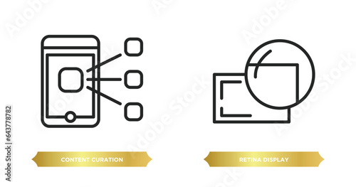 two editable outline icons from technology concept. thin line icons such as content curation, retina display vector.