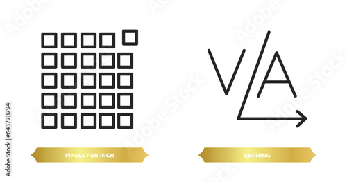 two editable outline icons from technology concept. thin line icons such as pixels per inch, kerning vector.