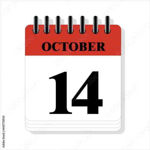 October 14 calendar date design