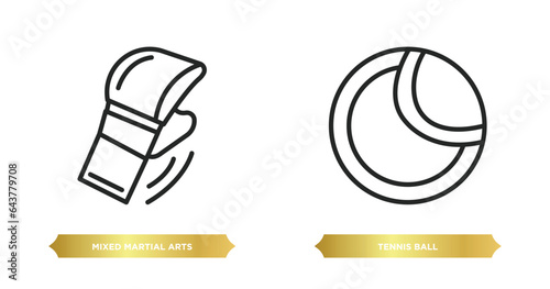 two editable outline icons from sport concept. thin line icons such as mixed martial arts, tennis ball vector.