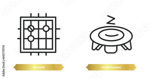two editable outline icons from sport concept. thin line icons such as go game, trampolining vector.