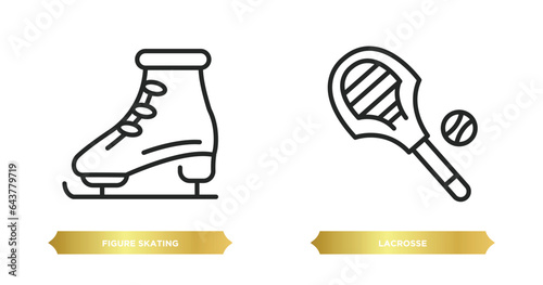 two editable outline icons from sport concept. thin line icons such as figure skating, lacrosse vector.
