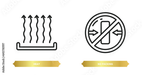 two editable outline icons from signs collection. thin concept. thin line icons such as heat, no packing vector.