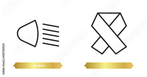 two editable outline icons from shapes concept. thin line icons such as low beam, vector.
