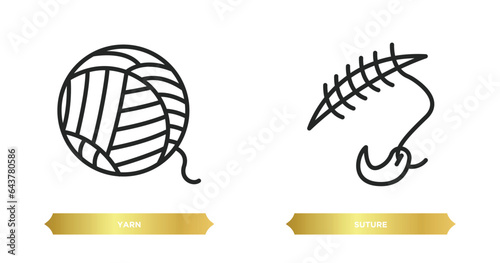 two editable outline icons from sew concept. thin line icons such as yarn, suture vector.