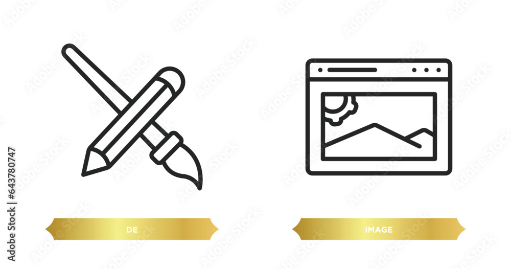 two editable outline icons from search engine optimization concept. thin line icons such as de, image vector. two editable outline icons from search engine optimization concept. thin line icons such as de, image vector.