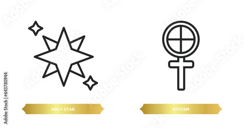 two editable outline icons from religion concept. thin line icons such as holy star, gticism vector.