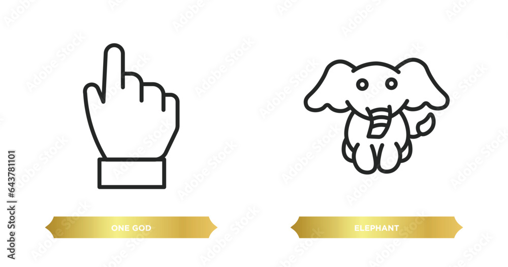 Obraz premium two editable outline icons from religion concept. thin line icons such as one god, elephant vector.