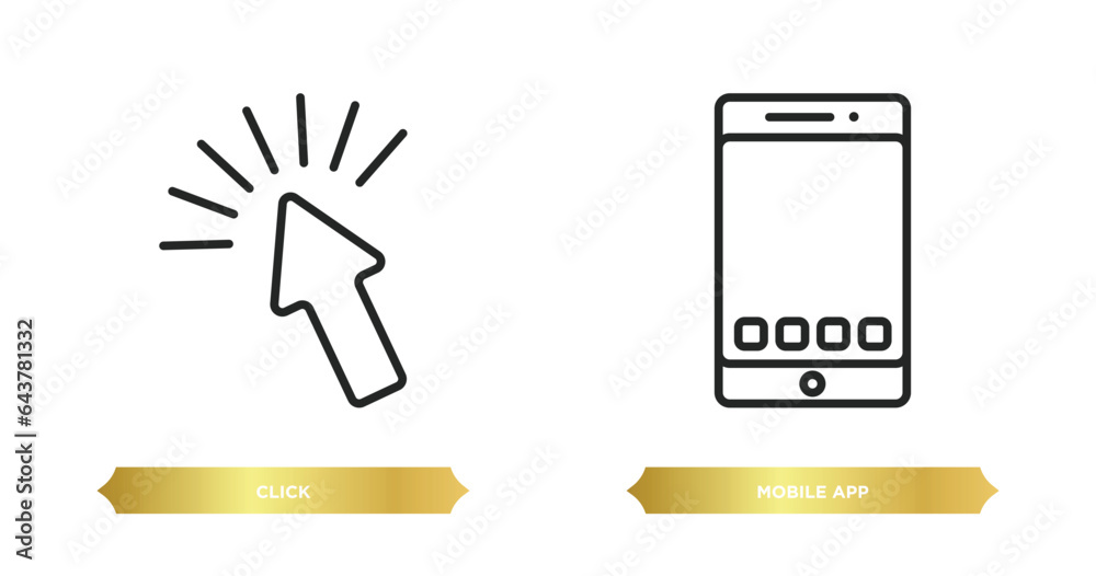 two editable outline icons from seo concept. thin line icons such as click, mobile app vector.