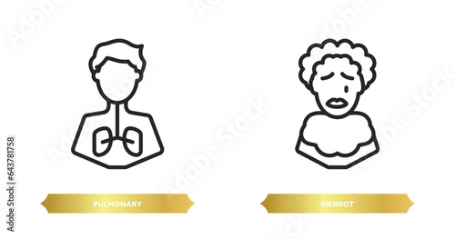 two editable outline icons from people concept. thin line icons such as pulmonary, pierrot vector.