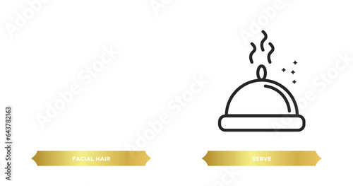 two editable outline icons from people concept. thin line icons such as facial hair, serve vector.
