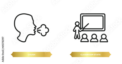 two editable outline icons from people concept. thin line icons such as cough, classroom stats vector.