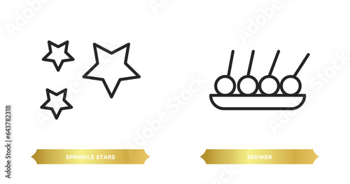 two editable outline icons from party concept. thin line icons such as sprinkle stars, skewer vector.