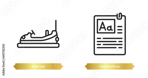 two editable outline icons from other concept. thin line icons such as bump car, paragraph aa vector.