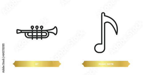 two editable outline icons from music concept. thin line icons such as et, music note vector.